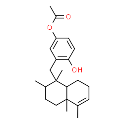 ChemSpider 2D Image | 4-Hydroxy-3-[(1,2,4a,5-tetramethyl-1,2,3,4,4a,7,8,8a-octahydro-1-naphthalenyl)methyl]phenyl acetate | C23H32O3