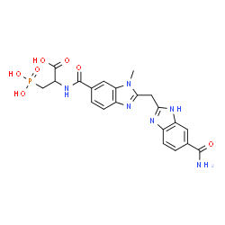 ChemSpider 2D Image | N-({2-[(6-Carbamoyl-1H-benzimidazol-2-yl)methyl]-1-methyl-1H-benzimidazol-6-yl}carbonyl)-3-phosphonoalanine | C21H21N6O7P