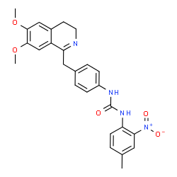 ChemSpider 2D Image | 1-{4-[(6,7-Dimethoxy-3,4-dihydro-1-isoquinolinyl)methyl]phenyl}-3-(4-methyl-2-nitrophenyl)urea | C26H26N4O5
