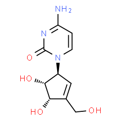 ChemSpider 2D Image | 4-Amino-1-[(1S,4S,5R)-4,5-dihydroxy-3-(hydroxymethyl)-2-cyclopenten-1-yl]-2(1H)-pyrimidinone | C10H13N3O4