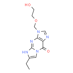 ChemSpider 2D Image | 6-Ethyl-3-[(2-hydroxyethoxy)methyl]-3,5-dihydro-9H-imidazo[1,2-a]purin-9-one | C12H15N5O3