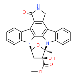 ChemSpider 2D Image | methyl (5R,6S,8S)-6-hydroxy-5-methyl-13-oxo-5,6,7,8,14,15-hexahydro-13H-5,8-epoxy-4b,8a,14-triazadibenzo[b,h]cycloocta[1,2,3,4-jkl]cyclopenta[e]-as-indacene-6-carboxylate | C27H21N3O5