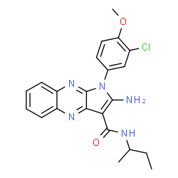 ChemSpider 2D Image | 2-Amino-N-sec-butyl-1-(3-chloro-4-methoxyphenyl)-1H-pyrrolo[2,3-b]quinoxaline-3-carboxamide | C22H22ClN5O2