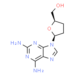 ChemSpider 2D Image | [(2R,5S)-5-(2,6-Diamino-9H-purin-9-yl)tetrahydro-2-furanyl]methanol | C10H14N6O2