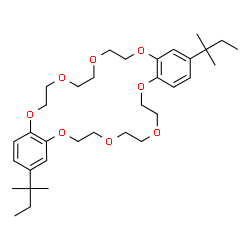 ChemSpider 2D Image | 2,16-Bis(2-methyl-2-butanyl)-6,7,9,10,12,13,20,21,23,24,26,27-dodecahydrodibenzo[b,n][1,4,7,10,13,16,19,22]octaoxacyclotetracosine | C34H52O8