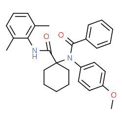 ChemSpider 2D Image | N-{1-[(2,6-Dimethylphenyl)carbamoyl]cyclohexyl}-N-(4-methoxyphenyl)benzamide | C29H32N2O3