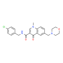 ChemSpider 2D Image | N-(4-Chlorobenzyl)-1-methyl-6-(4-morpholinylmethyl)-4-oxo-1,4-dihydro-3-quinolinecarboxamide | C23H24ClN3O3