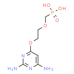 ChemSpider 2D Image | ({2-[(2,6-Diamino-4-pyrimidinyl)oxy]ethoxy}methyl)phosphonic acid | C7H13N4O5P