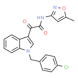 ChemSpider 2D Image | 2-[1-(4-Chlorobenzyl)-1H-indol-3-yl]-N-(5-methyl-1,2-oxazol-3-yl)-2-oxoacetamide | C21H16ClN3O3