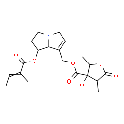 ChemSpider 2D Image | {1-[(2-Methyl-2-butenoyl)oxy]-2,3,5,7a-tetrahydro-1H-pyrrolizin-7-yl}methyl 3-hydroxy-2,4-dimethyl-5-oxotetrahydro-3-furancarboxylate | C20H27NO7