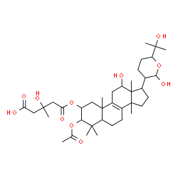 ChemSpider 2D Image | 5-[(3-Acetoxy-12,21,25-trihydroxy-21,24-epoxylanost-8-en-2-yl)oxy]-3-hydroxy-3-methyl-5-oxopentanoic acid | C38H60O11
