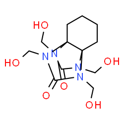 ChemSpider 2D Image | 7,9,10,12-Tetrakis(hydroxymethyl)-7,9,10,12-tetraazatricyclo[4.3.3.0~1,6~]dodecane-8,11-dione | C12H20N4O6