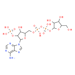 ChemSpider 2D Image | [5-(6-Amino-9H-purin-9-yl)-3-hydroxy-4-(phosphonooxy)tetrahydro-2-furanyl]methyl 3,4-dihydroxy-5-(hydroxymethyl)tetrahydro-2-furanyl dihydrogen diphosphate | C15H24N5O17P3