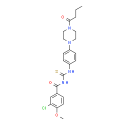 ChemSpider 2D Image | N-{[4-(4-Butyryl-1-piperazinyl)phenyl]carbamothioyl}-3-chloro-4-methoxybenzamide | C23H27ClN4O3S