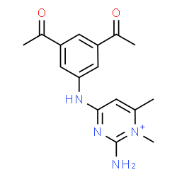 ChemSpider 2D Image | 2-Amino-4-[(3,5-diacetylphenyl)amino]-1,6-dimethylpyrimidin-1-ium | C16H19N4O2