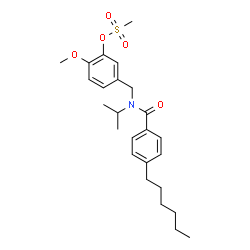 ChemSpider 2D Image | 5-{[(4-Hexylbenzoyl)(isopropyl)amino]methyl}-2-methoxyphenyl methanesulfonate | C25H35NO5S