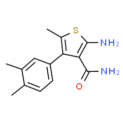 ChemSpider 2D Image | 2-Amino-4-(3,4-dimethylphenyl)-5-methyl-3-thiophenecarboxamide | C14H16N2OS