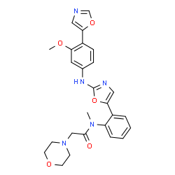 ChemSpider 2D Image | N-(2-(2-((3-methoxy-4-(5-oxazolyl)phenyl)amino)-5-oxazolyl)phenyl)-N-methyl-4-morpholineacetamide | C26H27N5O5