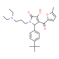 ChemSpider 2D Image | 5-(4-tert-Butylphenyl)-1-[3-(diethylamino)propyl]-3-hydroxy-4-(5-methyl-2-furoyl)-1,5-dihydro-2H-pyrrol-2-one | C27H36N2O4