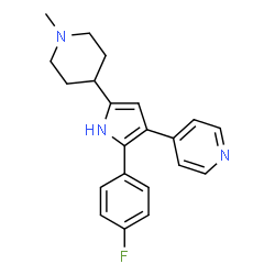 ChemSpider 2D Image | 4-[2-(4-Fluorophenyl)-5-(1-methyl-4-piperidinyl)-1H-pyrrol-3-yl]pyridine | C21H22FN3