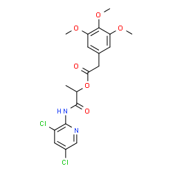 ChemSpider 2D Image | 1-[(3,5-Dichloro-2-pyridinyl)amino]-1-oxo-2-propanyl (3,4,5-trimethoxyphenyl)acetate | C19H20Cl2N2O6