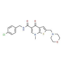 ChemSpider 2D Image | N-(4-chlorobenzyl)-7-methyl-2-(4-morpholinylmethyl)-4-oxo-4,7-dihydrothieno(2,3-b)pyridine-5-carboxamide | C21H22ClN3O3S