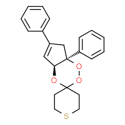 ChemSpider 2D Image | (4aS,7aS)-6,7a-Diphenyl-2',3',5',6',7,7a-hexahydro-4aH-spiro[cyclopenta[e][1,2,4]trioxine-3,4'-thiopyran] | C22H22O3S