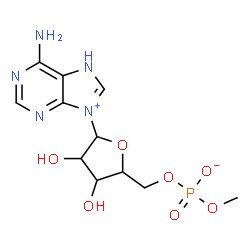 ChemSpider 2D Image | 6-Amino-9-[5-O-(methoxyphosphinato)pentofuranosyl]-7H-purin-9-ium | C11H16N5O7P