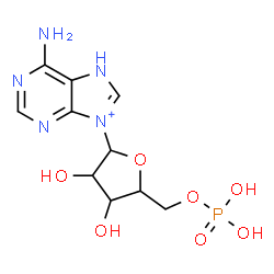 ChemSpider 2D Image | 6-Amino-9-(5-O-phosphonopentofuranosyl)-7H-purin-9-ium | C10H15N5O7P