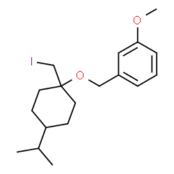 ChemSpider 2D Image | 1-({[1-(Iodomethyl)-4-isopropylcyclohexyl]oxy}methyl)-3-methoxybenzene | C18H27IO2