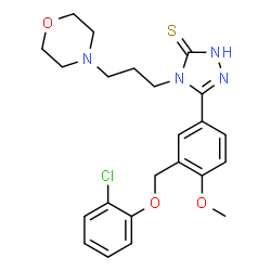 ChemSpider 2D Image | 4H-1,2,4-triazole-3-thiol, 5-[3-[(2-chlorophenoxy)methyl]-4-methoxyphenyl]-4-[3-(4-morpholinyl)propyl]- | C23H27ClN4O3S