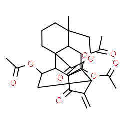 ChemSpider 2D Image | 15,20-Dioxo-18,20-epoxykaur-16-ene-7,11,14-triyl triacetate | C26H32O9