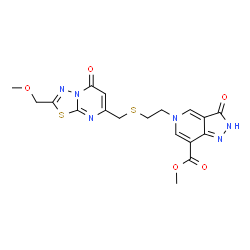ChemSpider 2D Image | Methyl 5-[2-({[2-(methoxymethyl)-5-oxo-5H-[1,3,4]thiadiazolo[3,2-a]pyrimidin-7-yl]methyl}sulfanyl)ethyl]-3-oxo-3,5-dihydro-2H-pyrazolo[4,3-c]pyridine-7-carboxylate | C18H18N6O5S2