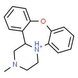 ChemSpider 2D Image | 2-Methyl-1,3,4,14b-tetrahydro-2H-dibenzo[b,f]pyrazino[1,2-d][1,4]oxazepin-5-ium | C17H19N2O