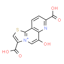 ChemSpider 2D Image | 3,8-Dicarboxy-6-hydroxy[1,3]thiazolo[2,3-f][1,6]naphthyridin-4-ium | C12H7N2O5S