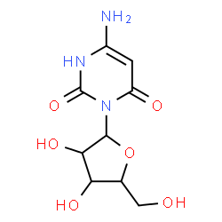 ChemSpider 2D Image | 6-Amino-3-pentofuranosyl-2,4(1H,3H)-pyrimidinedione | C9H13N3O6
