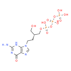 ChemSpider 2D Image | [(2R)-4-(2-amino-6-oxo-3H-purin-9-yl)-2-(hydroxymethyl)butyl] (hydroxy-phosphonooxy-phosphoryl) hydrogen phosphate | C10H18N5O12P3