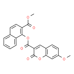 ChemSpider 2D Image | 2-(Methoxycarbonyl)-1-naphthyl 7-methoxy-2-oxo-2H-chromene-3-carboxylate | C23H16O7