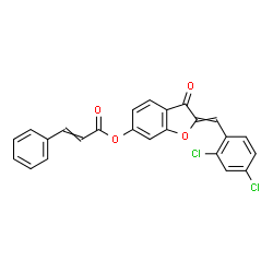 ChemSpider 2D Image | 2-(2,4-Dichlorobenzylidene)-3-oxo-2,3-dihydro-1-benzofuran-6-yl 3-phenylacrylate | C24H14Cl2O4