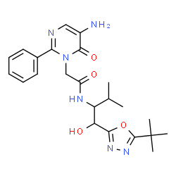 ChemSpider 2D Image | 2-(5-AMINO-6-OXO-2-PHENYL-6H-PYRIMIDIN-1-YL)-N-[2-(5-TERT-BUTYL-1,3,4-OXADIAZOL-2-YL)-1-(METHYLETHYL)-2-HYDROXYETHYL]ACETAMIDE | C23H30N6O4