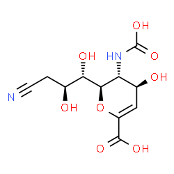ChemSpider 2D Image | (6R)-2,6-Anhydro-5-(carboxyamino)-6-[(1S,2S)-3-cyano-1,2-dihydroxypropyl]-3,5-dideoxy-L-threo-hex-2-enonic acid | C11H14N2O8