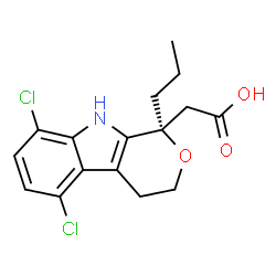 ChemSpider 2D Image | [(1R)-5,8-Dichloro-1-propyl-1,3,4,9-tetrahydropyrano[3,4-b]indol-1-yl]acetic acid | C16H17Cl2NO3
