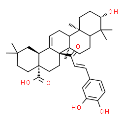 ChemSpider 2D Image | (4aS,6aR,6bR,10S,12aR,14bS)-6a-[(2E)-3-(3,4-Dihydroxyphenyl)-2-propenoyl]-10-hydroxy-2,2,6b,9,9,12a-hexamethyl-1,3,4,5,6,6a,6b,7,8,8a,9,10,11,12,12a,12b,13,14b-octadecahydro-4a(2H)-picenecarboxylic ac
id | C38H52O6