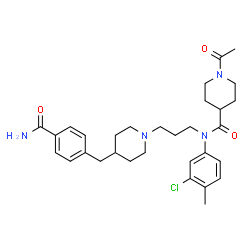ChemSpider 2D Image | 1-Acetyl-N-{3-[4-(4-carbamoylbenzyl)-1-piperidinyl]propyl}-N-(3-chloro-4-methylphenyl)-4-piperidinecarboxamide | C31H41ClN4O3