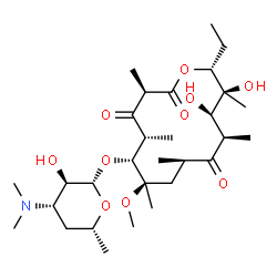 ChemSpider 2D Image | (3R,5R,6R,7R,9R,11R,12R,13S,14R)-6-{[(2S,3R,4S,6R)-4-(Dimethylamino)-3-hydroxy-6-methyltetrahydro-2H-pyran-2-yl]oxy}-14-ethyl-12,13-dihydroxy-7-methoxy-3,5,7,9,11,13-hexamethyloxacyclotetradecane-2,4,
10-trione | C30H53NO10