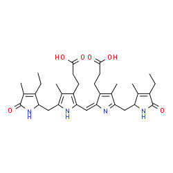 ChemSpider 2D Image | 3-[2-[(E)-[3-(2-carboxyethyl)-5-[(4-ethyl-3-methyl-5-oxo-1,2-dihydropyrrol-2-yl)methyl]-4-methyl-pyrrol-2-ylidene]methyl]-5-[(3-ethyl-4-methyl-5-oxo-1,2-dihydropyrrol-2-yl)methyl]-4-methyl-1H-pyrrol-3-yl]propanoic acid | C33H42N4O6