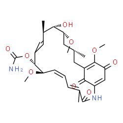 ChemSpider 2D Image | (8R,9R,10E,12R,13S,14R,16R)-13-Hydroxy-8,14,19-trimethoxy-4,10,12,16-tetramethyl-3,20,22-trioxo-2-azabicyclo[16.3.1]docosa-1(21),4,6,10,18-pentaen-9-yl carbamate | C29H40N2O9