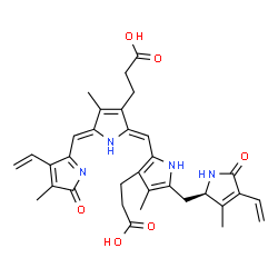 ChemSpider 2D Image | 3-[2-[(Z)-[(5Z)-3-(2-carboxyethyl)-4-methyl-5-[(4-methyl-5-oxo-3-vinyl-pyrrol-2-yl)methylene]pyrrol-2-ylidene]methyl]-4-methyl-5-[[(2R)-3-methyl-5-oxo-4-vinyl-1,2-dihydropyrrol-2-yl]methyl]-1H-pyrrol-3-yl]propanoic acid | C33H36N4O6