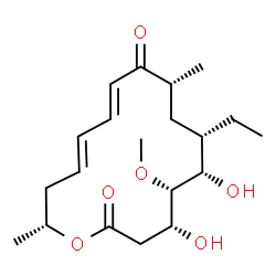 ChemSpider 2D Image | (4R,5S,6S,7S,9R,11E,13E,16R)-7-Ethyl-4,6-dihydroxy-5-methoxy-9,16-dimethyloxacyclohexadeca-11,13-diene-2,10-dione | C20H32O6