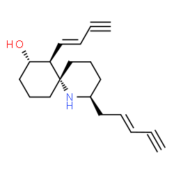 ChemSpider 2D Image | (2S,6R,7S,8S)-7-[(1E)-1-Buten-3-yn-1-yl]-2-[(2E)-2-penten-4-yn-1-yl]-1-azaspiro[5.5]undecan-8-ol | C19H25NO
